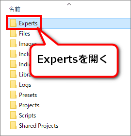 Expertsを開く