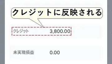ポイントがクレジットに反映される