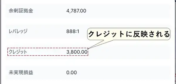 ポイントがクレジットに反映される