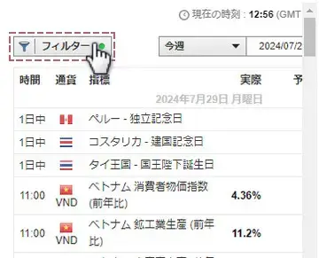 フィルター機能で表示する指標を絞り込む(モバイル版)