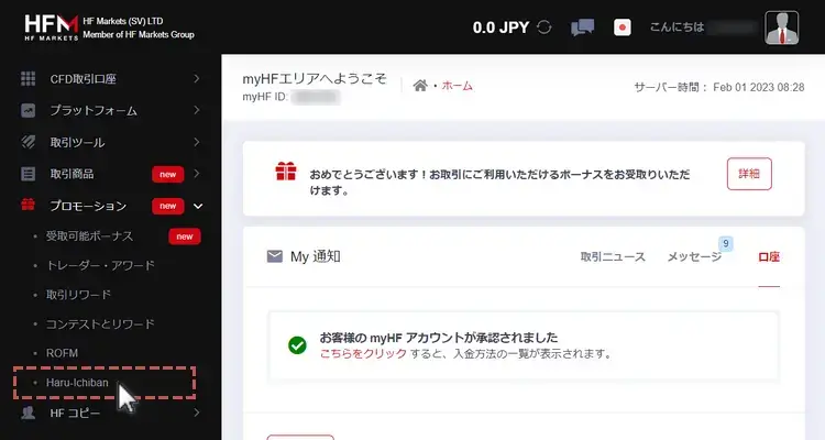 HFMラッキーくじの参加手順1