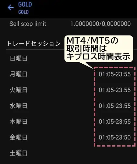 XMのMT4MT5の取引時間はキプロス時間表示モバイル