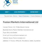FusionMarkets FSA金融ライセンス