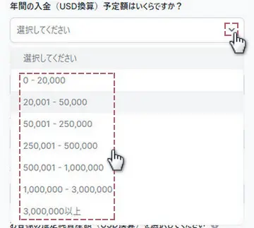 年間の入金予定額を選択(モバイル版)