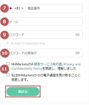 M4Marketsアカウント登録2